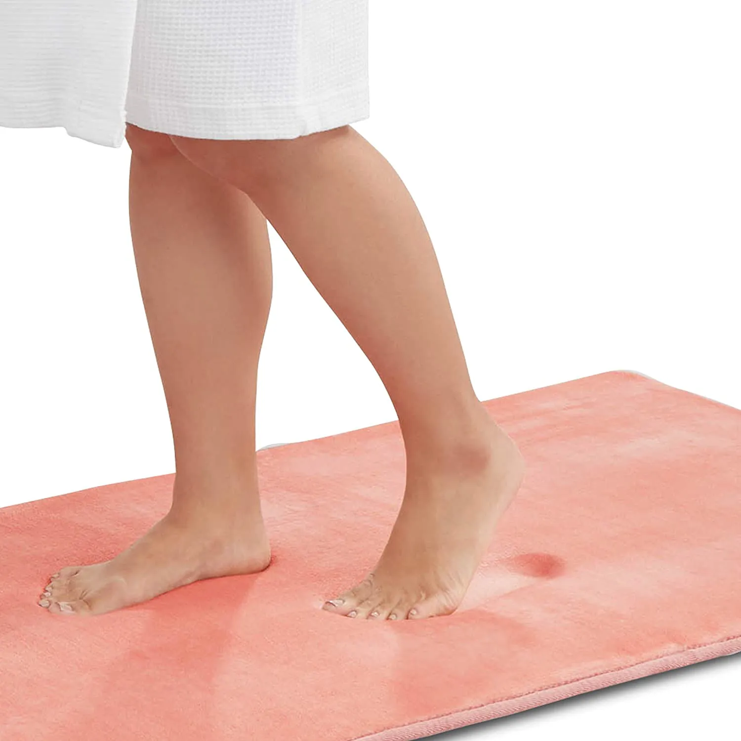 Genteele Memory Foam Bath Mat Non Slip Absorbent Super Cozy Velvet Bathroom Rug Carpet (60 inches X 17 inches, Peach)