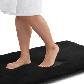 Genteele Memory Foam Bath Mat Non Slip Absorbent Super Cozy Velvet Bathroom Rug Carpet (60 inches X 24 inches, Black)