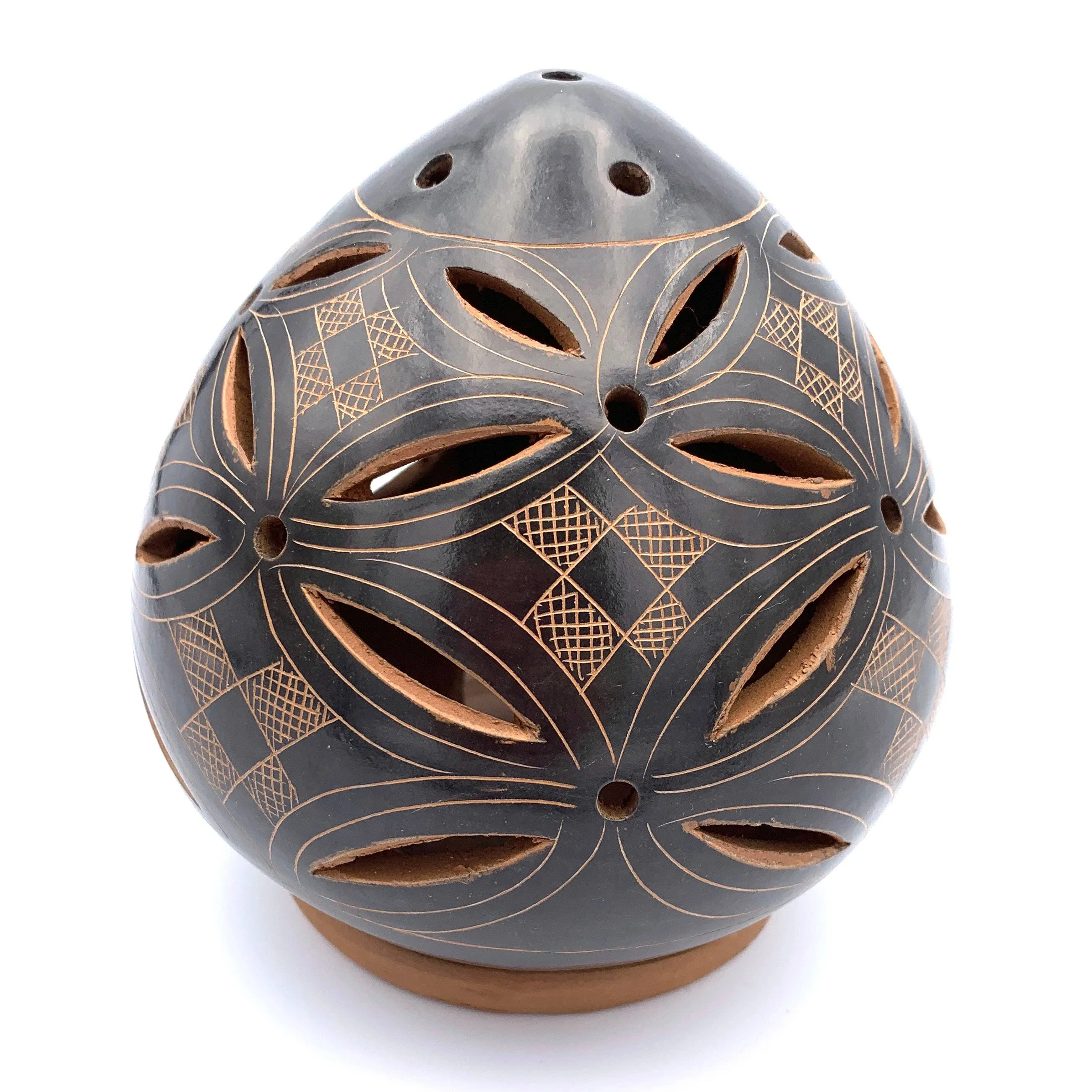 Geometric Flower Cutout Luminary - Black