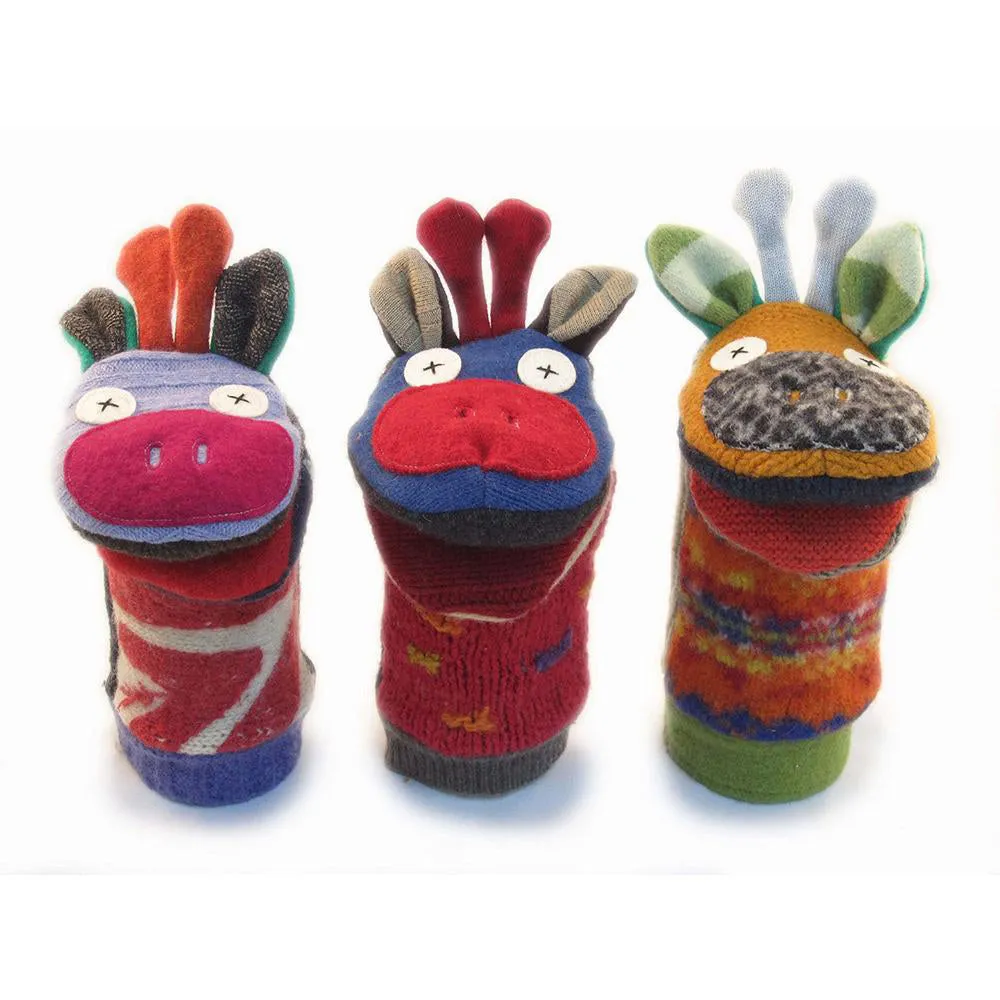 Giraffe Hand Puppet from Reclaimed Wool