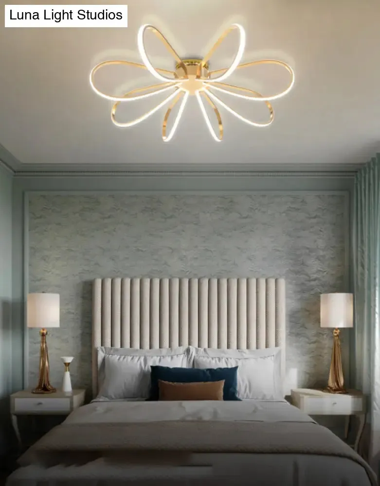 Gold Petal Acrylic Flush Mount Ceiling Light - Modern LED Fixture