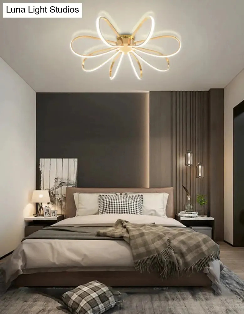 Gold Petal Acrylic Flush Mount Ceiling Light - Modern LED Fixture