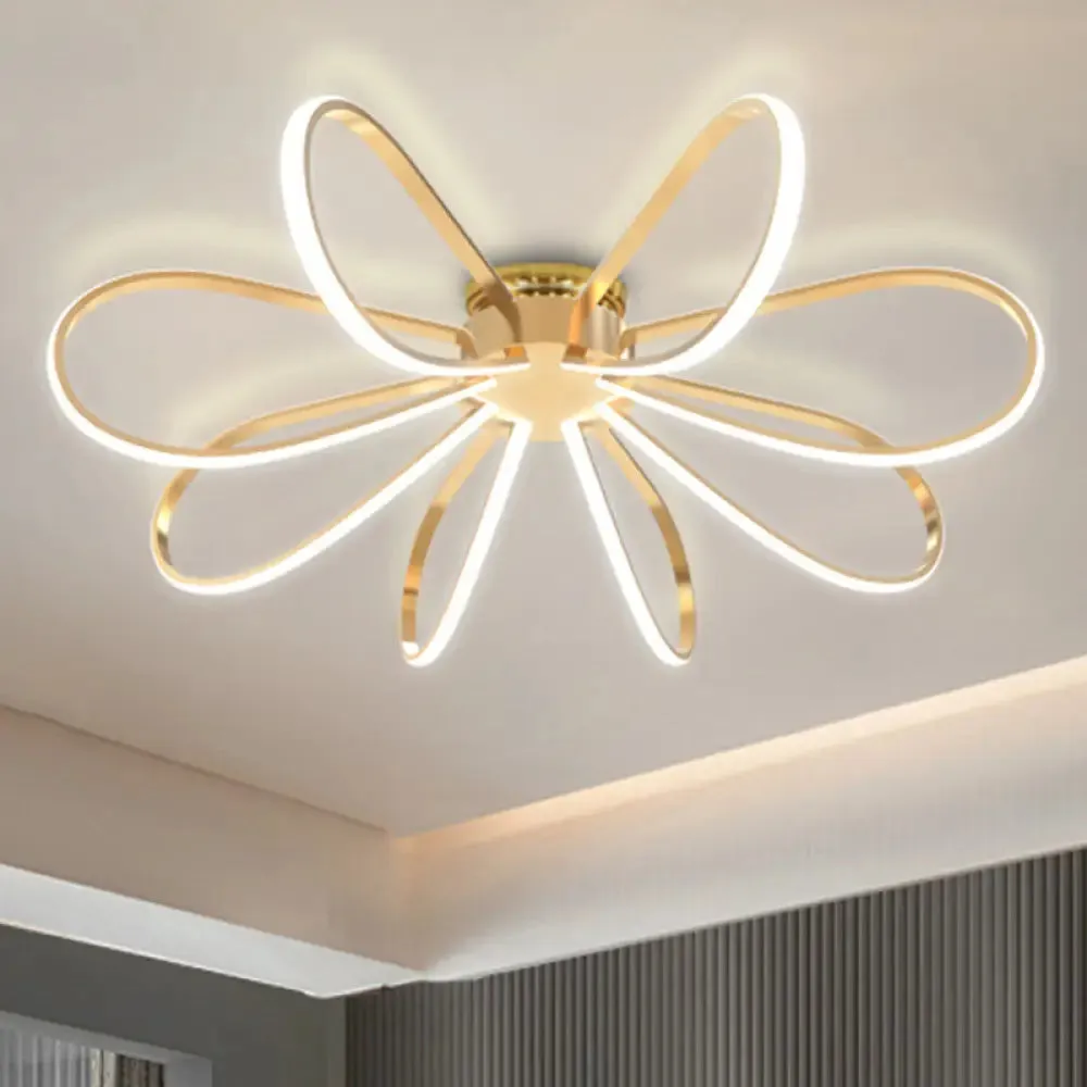 Gold Petal Acrylic Flush Mount Ceiling Light - Modern LED Fixture