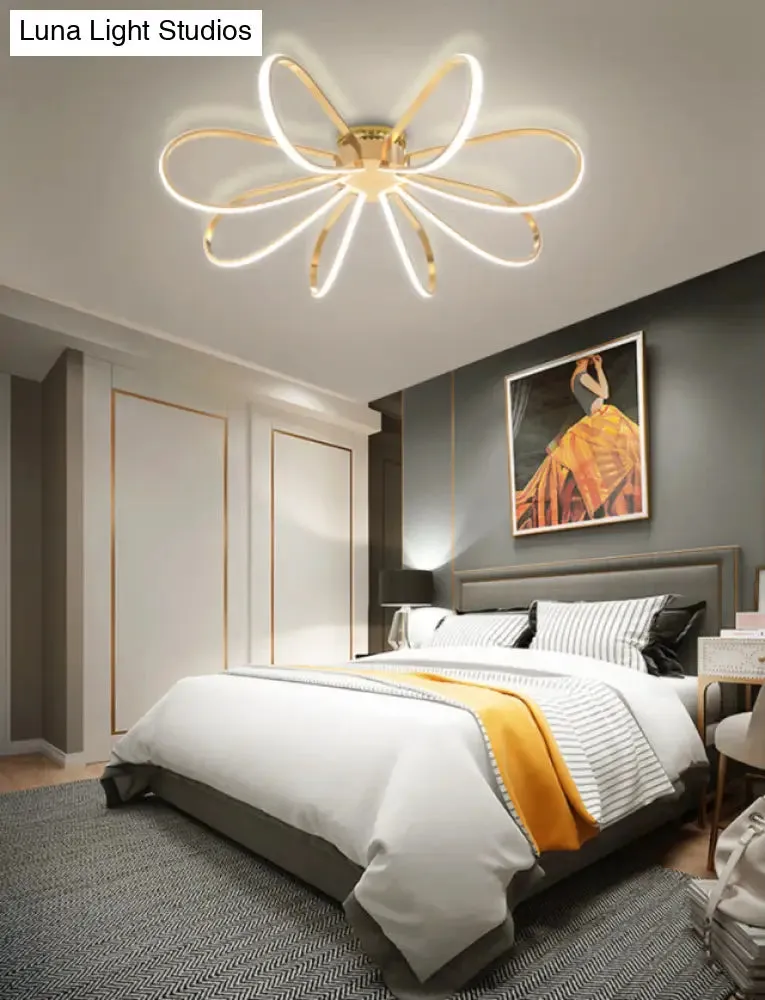 Gold Petal Acrylic Flush Mount Ceiling Light - Modern LED Fixture
