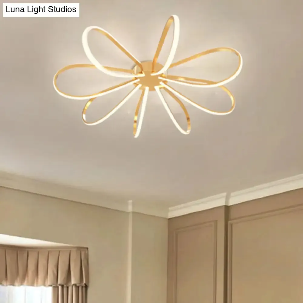 Gold Petal Acrylic Flush Mount Ceiling Light - Modern LED Fixture
