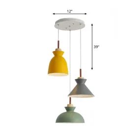 Green Macaron Cluster Pendant Metal Ceiling Hang Lamp with 3 Lights - Kitchen/Dining Room Cookware Inspired