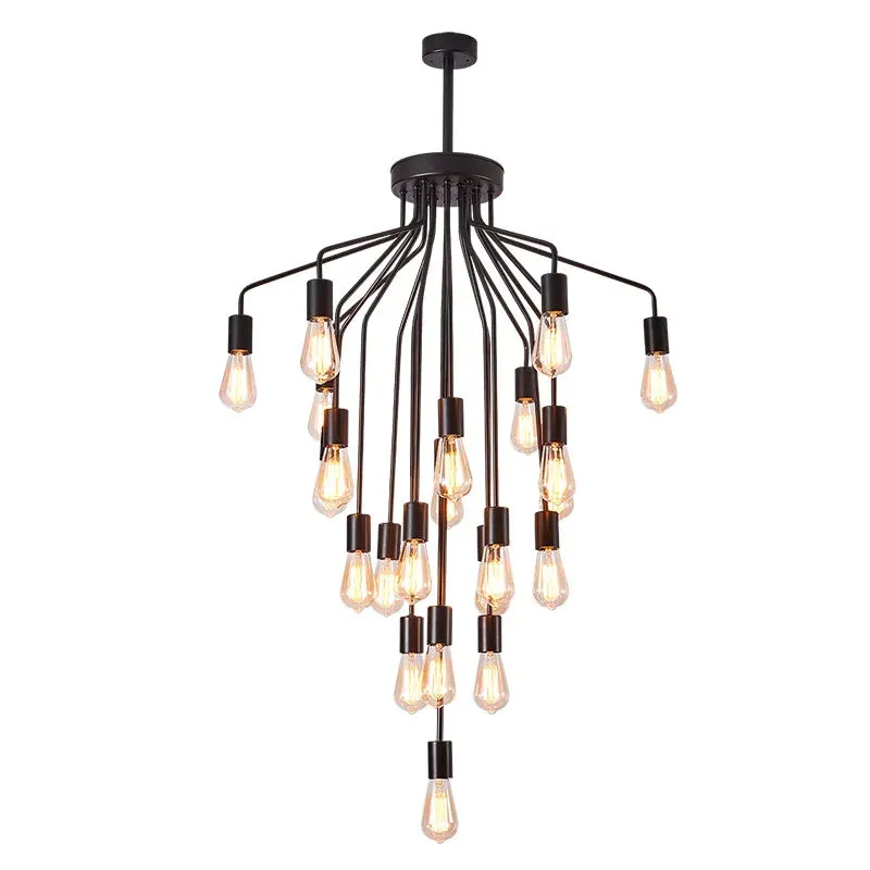 Harper Long Chandelier - American Duplex Floor Lighting for Living Rooms and Lofts in Retro Industrial Style