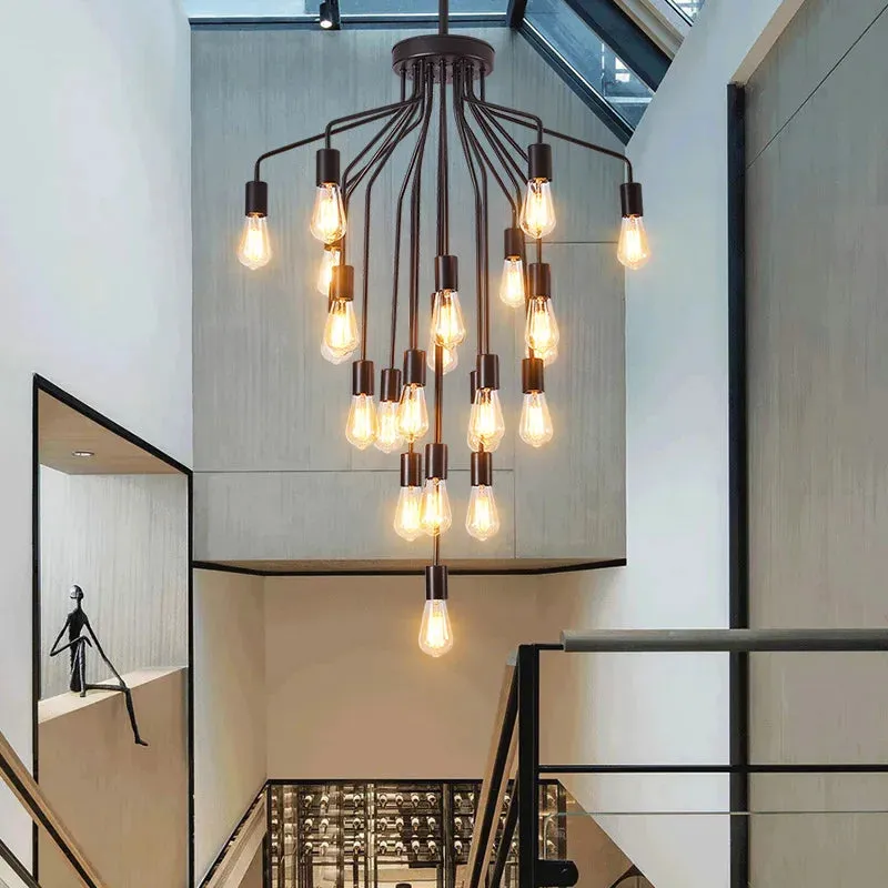 Harper Long Chandelier - American Duplex Floor Lighting for Living Rooms and Lofts in Retro Industrial Style