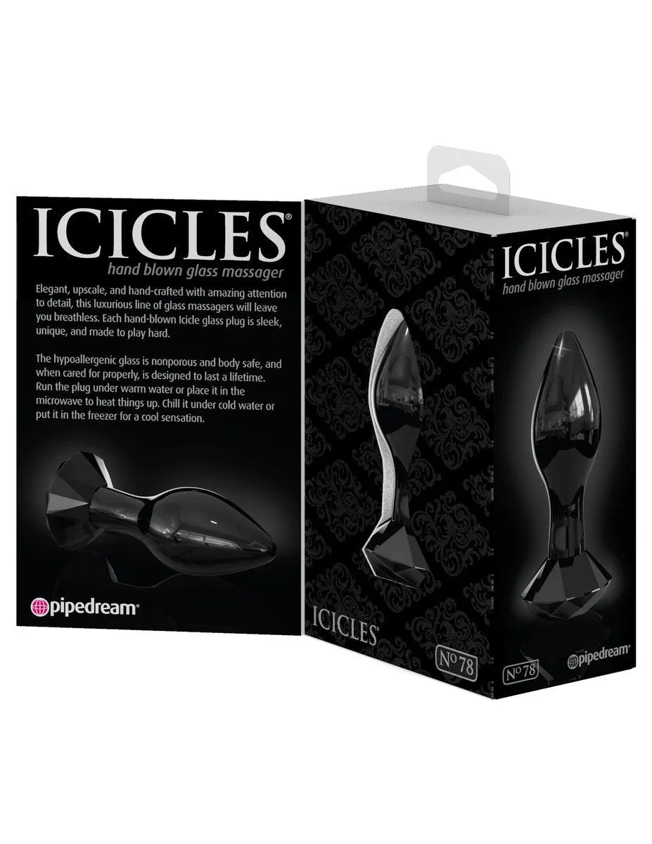 Icicles No. 78 - Black Jewel GLASS BUTT PLUG