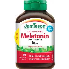 Jamieson Melatonin, Peppermint Flavour, 10mg, 60 Sublingual Tablets