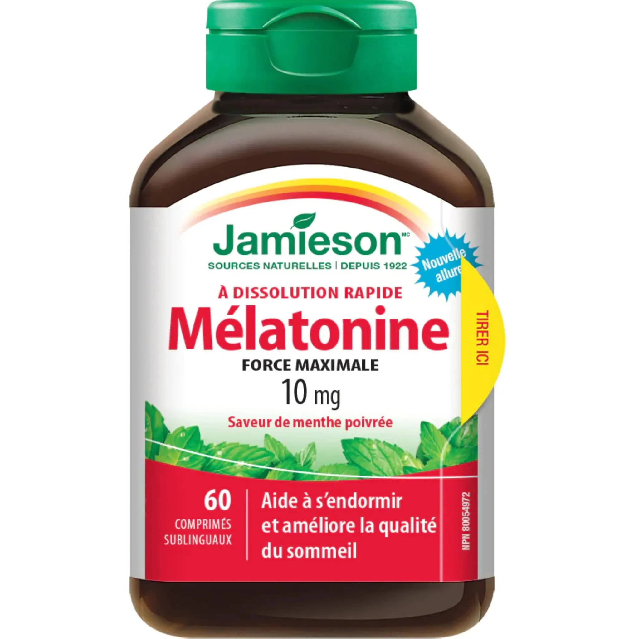 Jamieson Melatonin, Peppermint Flavour, 10mg, 60 Sublingual Tablets