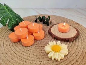 Kairos Homes Soy Wax Unscented Tealight Candles in Heat Resistant Polycarbonate Cups, Burn time upto 3 Hours Each, Ideal for Home Decor, Birthday Decor, Festival & Diwali - Set of 50 Candles - Orange