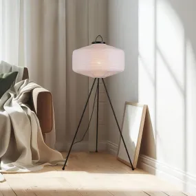 Kennedy Tripod Iron Floor Lamp - Black, White Paper Shade, 1360mm High, PL0287