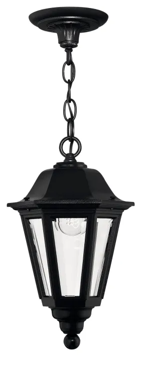 LED Hanging Lantern from the Manor House Collection in Black Finish by Hinkley