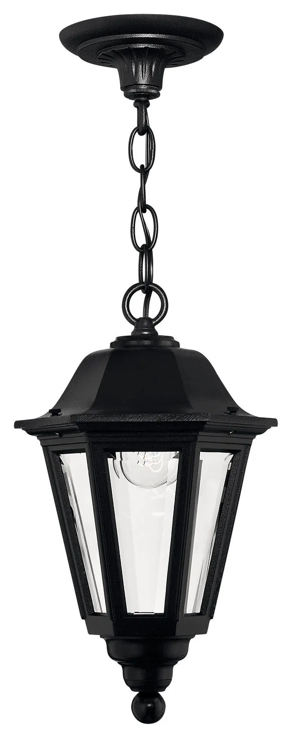 LED Hanging Lantern from the Manor House Collection in Black Finish by Hinkley