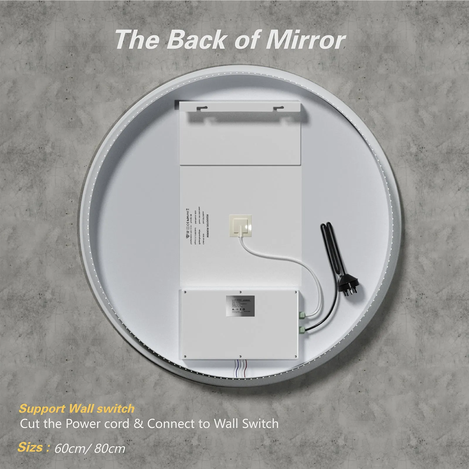 LED Round Bathroom Vanity Mirror Color Temperature Adjustable CCT Dimmable Lights