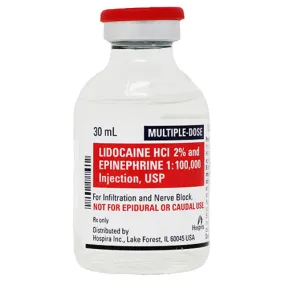 Lidocaine HCL 2% and Epinephrine 1% 1:100,000 for Injection 30 mL Multiple Dose, 25/Pack (Rx)