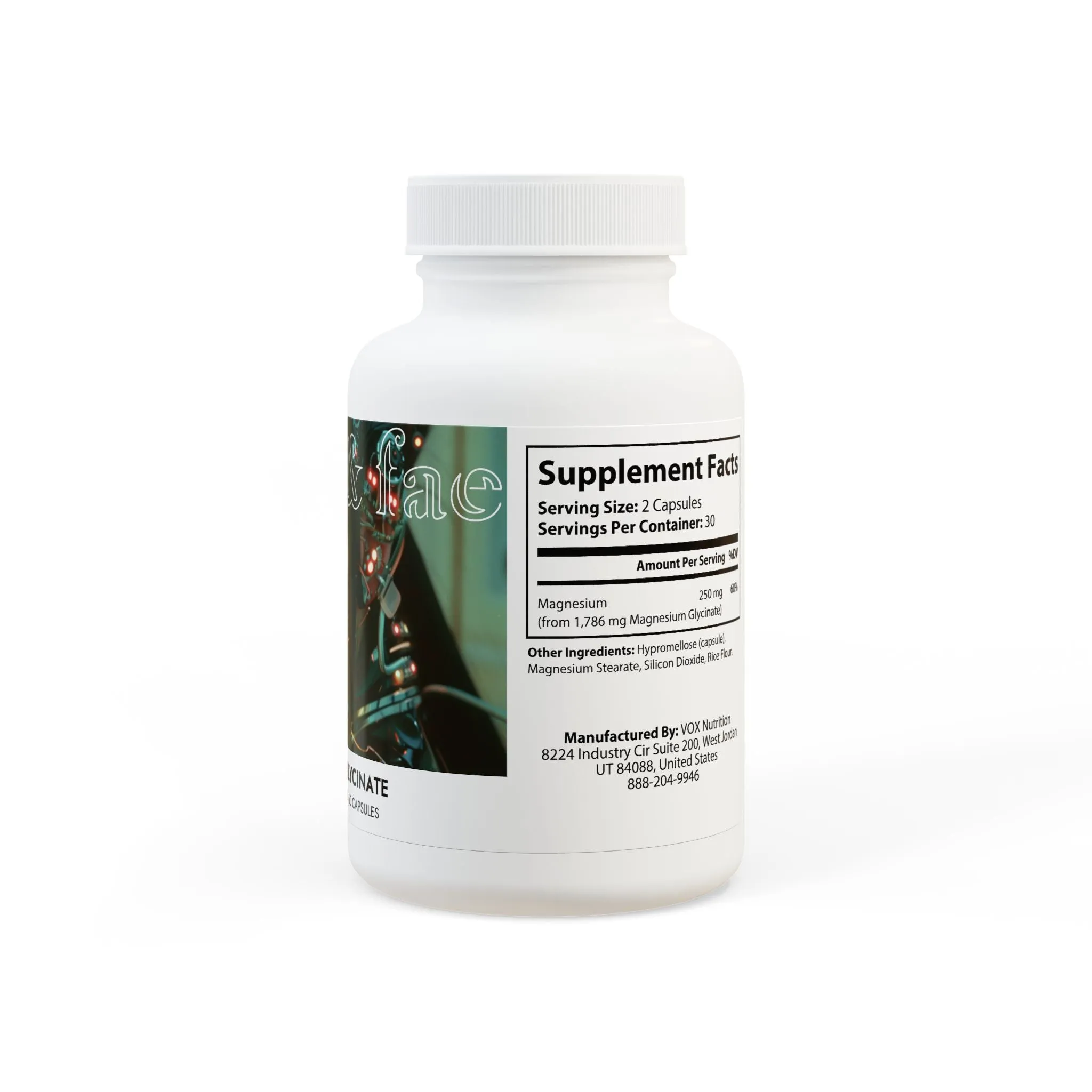 Magnesium Glycinate Supplement (60 Capsules) by Aziza & Fae