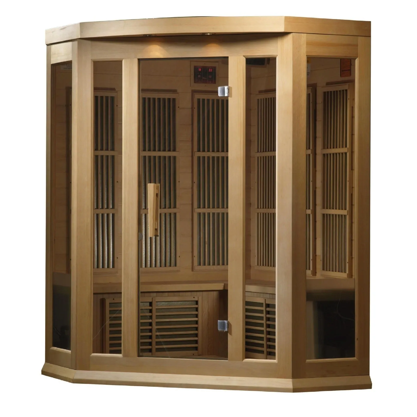Maxxus 3-Person Corner Low EMF (Under 8MG) FAR Infrared Sauna (Canadian Hemlock)