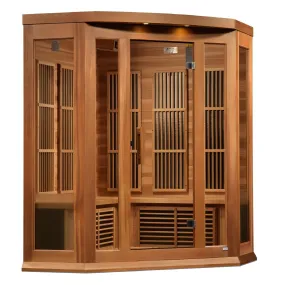 Maxxus 3-Person Corner Near Zero EMF (Under 2MG) FAR Infrared Sauna (Red Cedar)