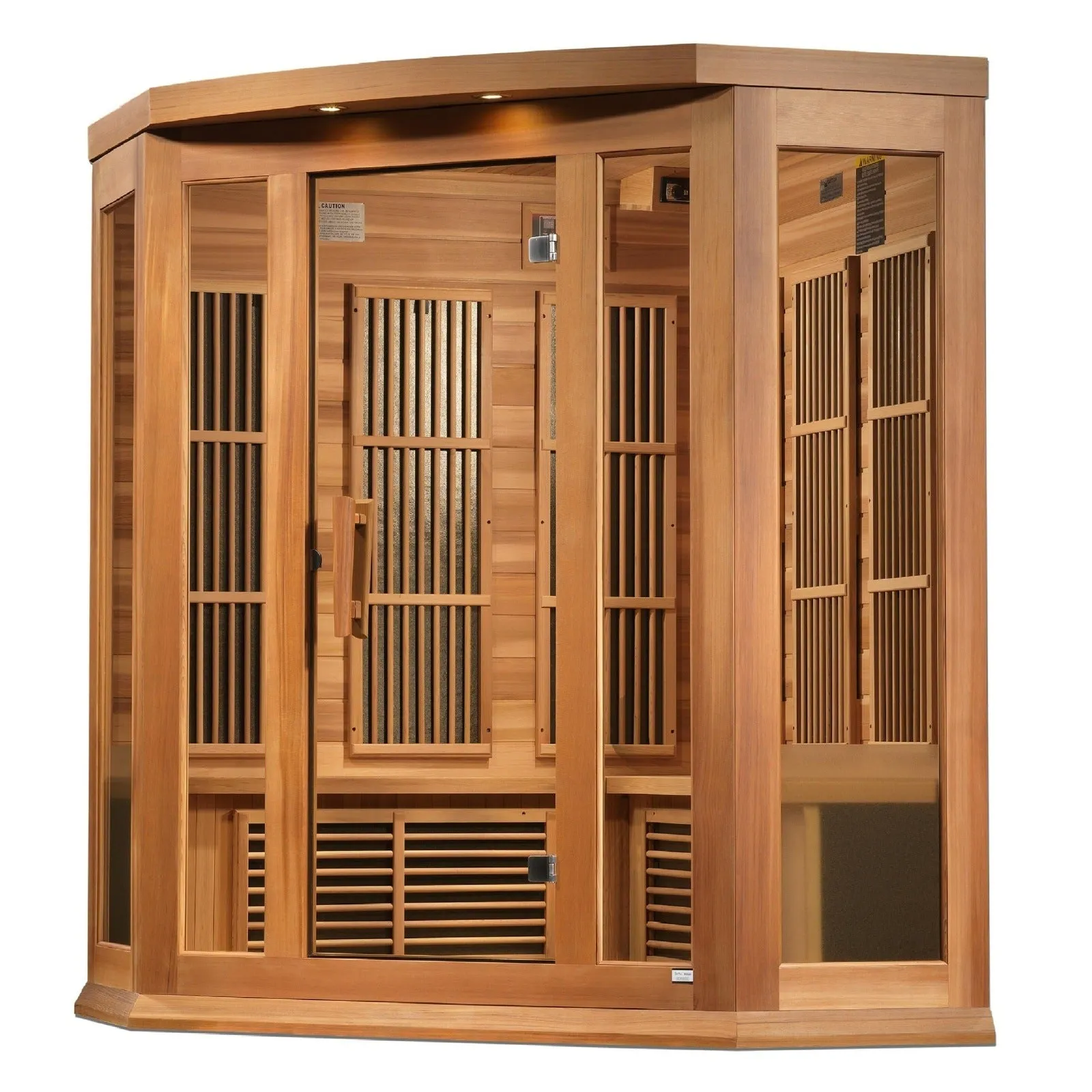 Maxxus 3-Person Corner Near Zero EMF (Under 2MG) FAR Infrared Sauna (Red Cedar)