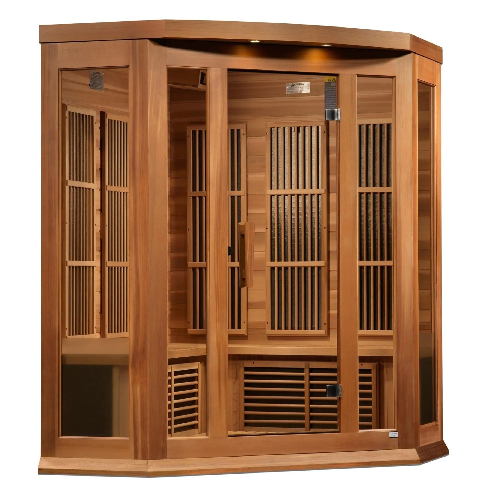 Maxxus 3-Person Corner Near Zero EMF (Under 2MG) FAR Infrared Sauna (Red Cedar)