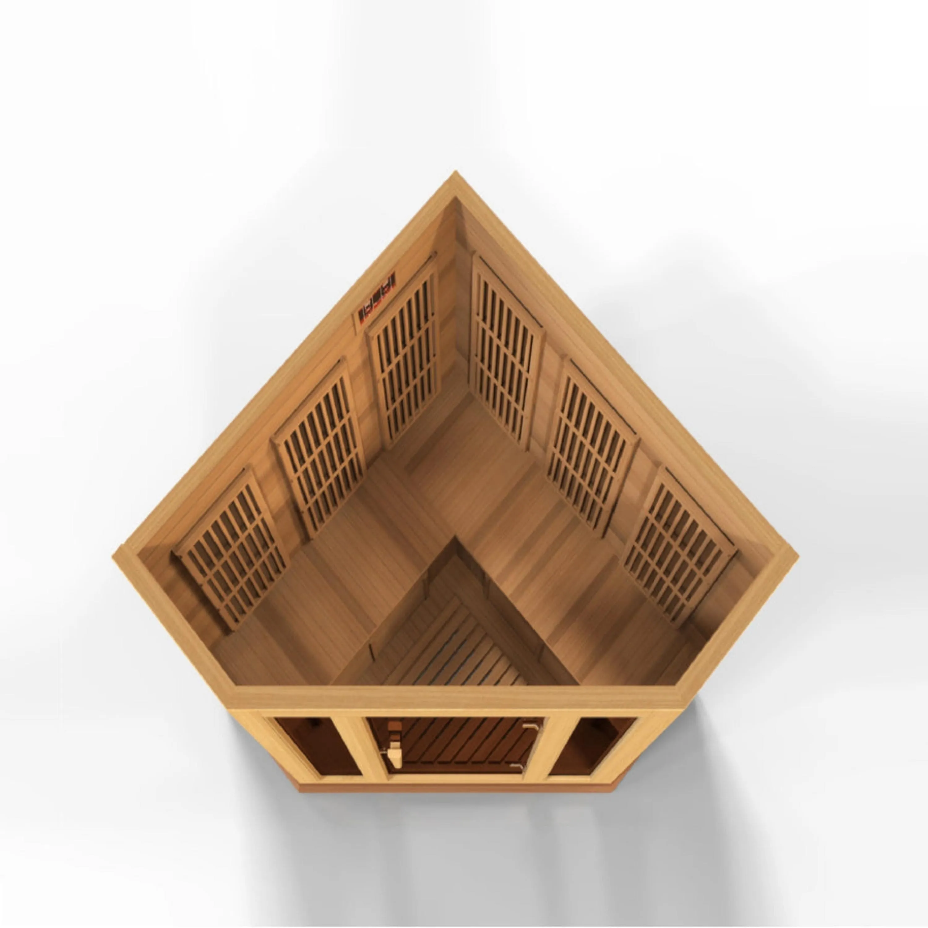 Maxxus 3-Person Corner Near Zero EMF (Under 2MG) FAR Infrared Sauna (Red Cedar)