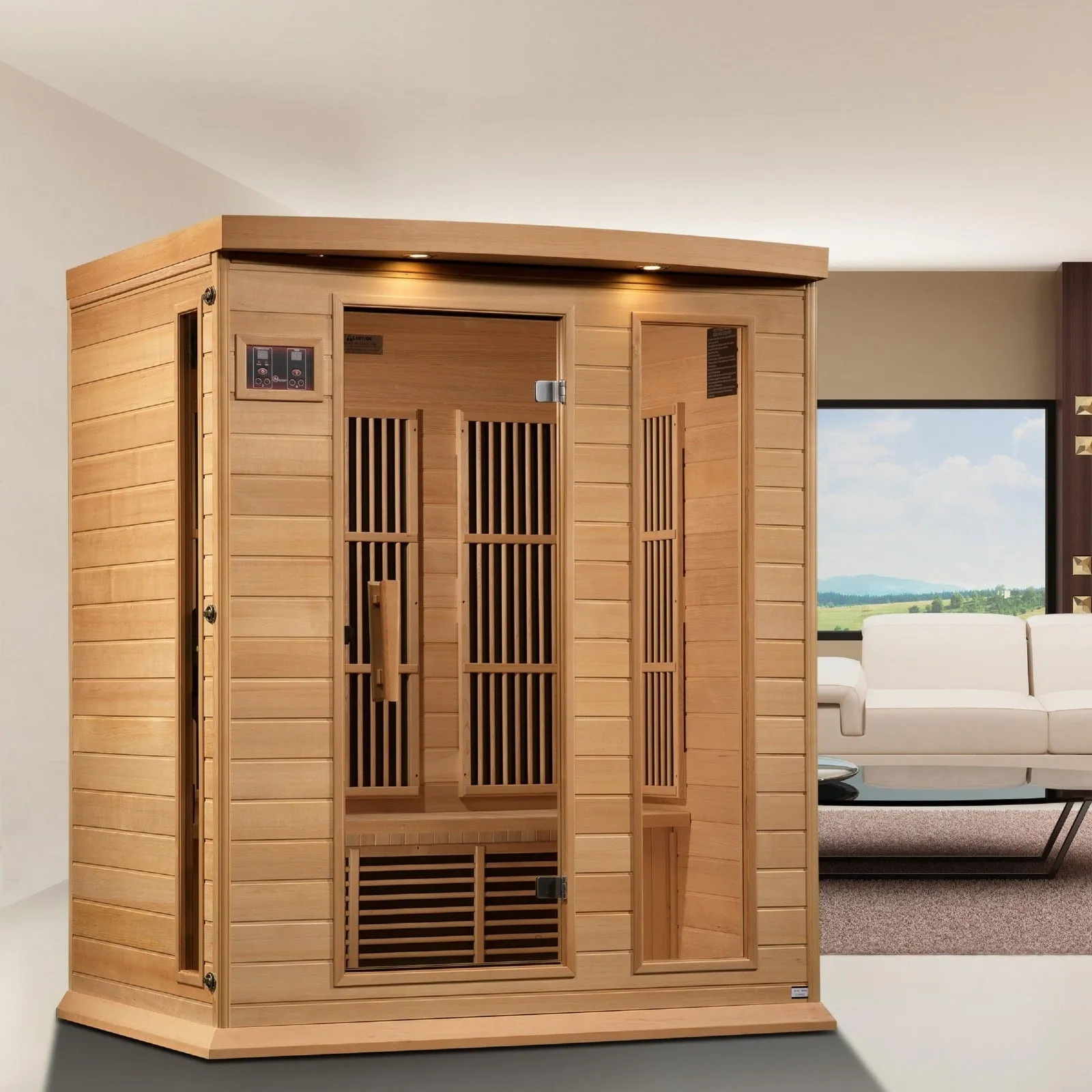 Maxxus 3-Person Low EMF (Under 8MG) FAR Infrared Sauna (Canadian Hemlock)