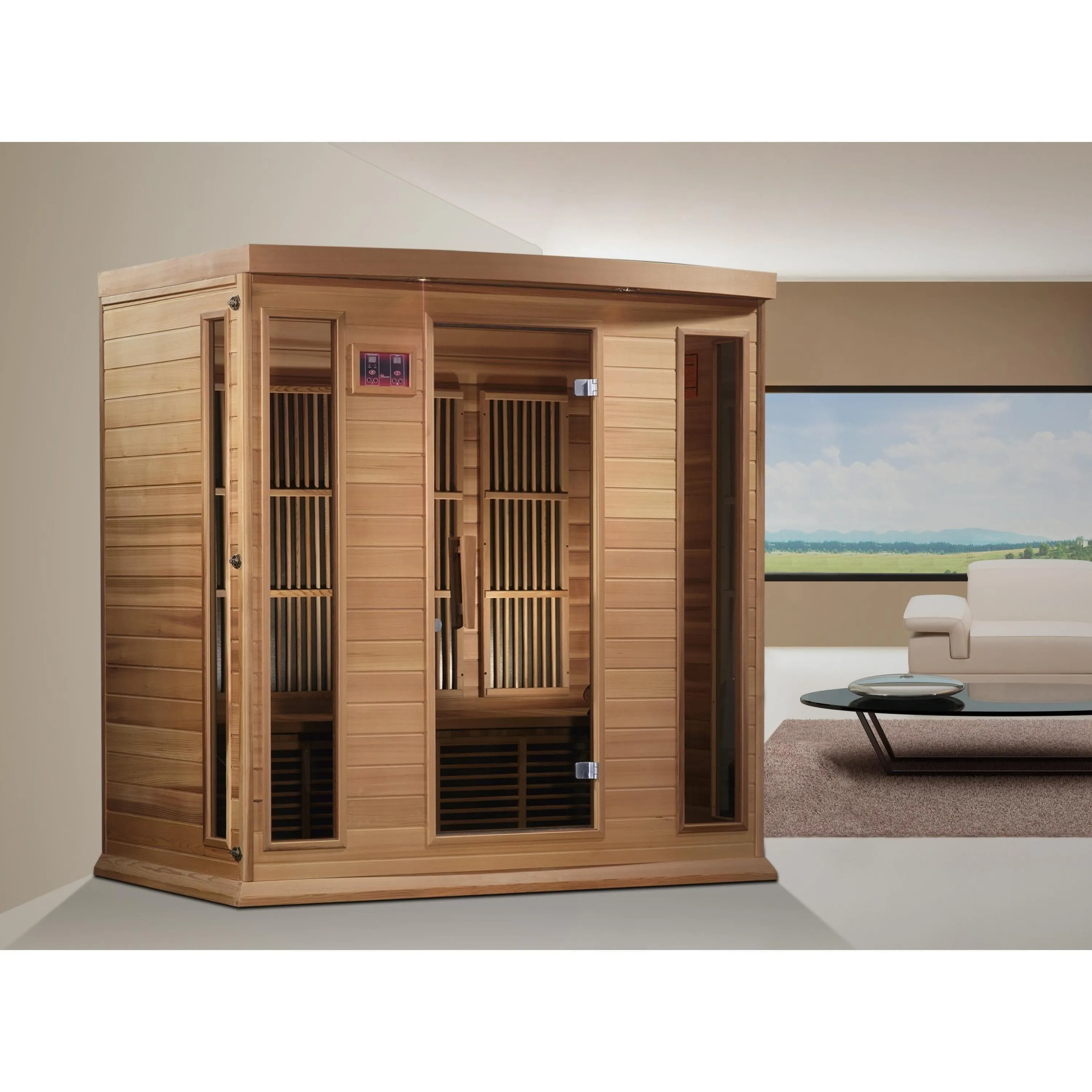 Maxxus 4-Person Low EMF (Under 8MG) FAR Infrared Sauna (Canadian Red Cedar) - MX-K406-01-CED