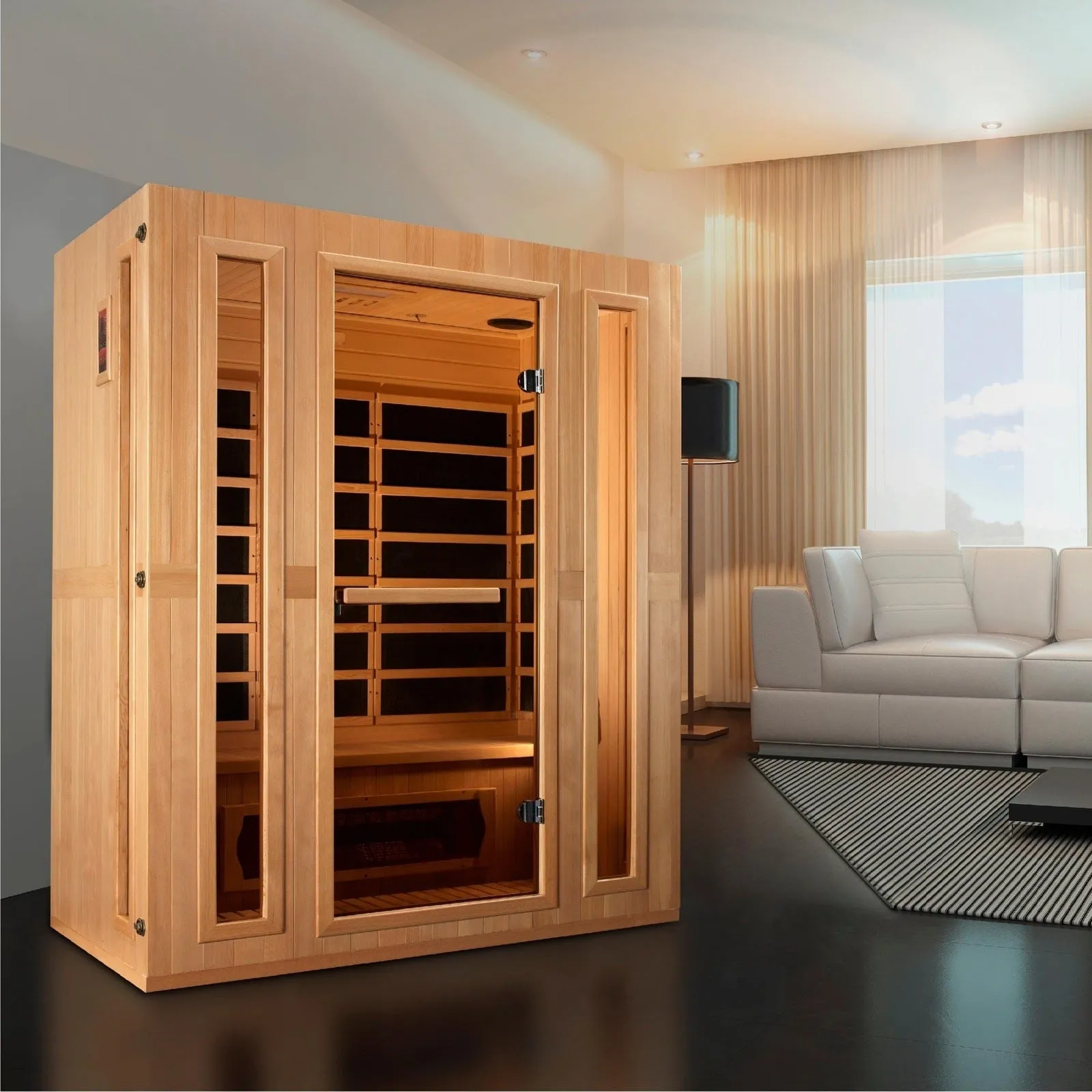 Maxxus Trinity 3-Person Low EMF (Under 8MG) FAR Infrared Sauna (Canadian Hemlock)