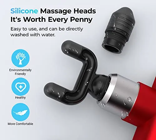 MERACH Mini Massage Gun, Portable Deep Tissue Massager Gun with Aluminum Housing Silicone Massage Heads Handheld Percussion Muscle Massager Gun for Travel Office Gym, M1S, Red