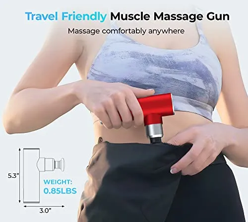 MERACH Mini Massage Gun, Portable Deep Tissue Massager Gun with Aluminum Housing Silicone Massage Heads Handheld Percussion Muscle Massager Gun for Travel Office Gym, M1S, Red