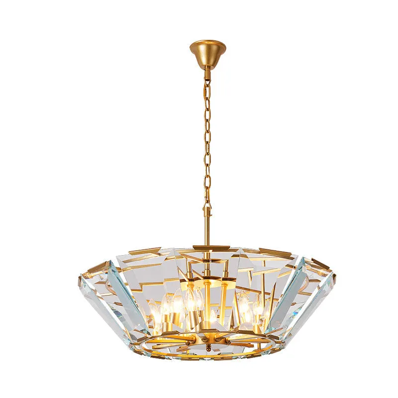 Modern Crystal Pendant Light Fixture - Gold, 6-Head Dining Room Chandelier