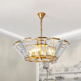 Modern Crystal Pendant Light Fixture - Gold, 6-Head Dining Room Chandelier