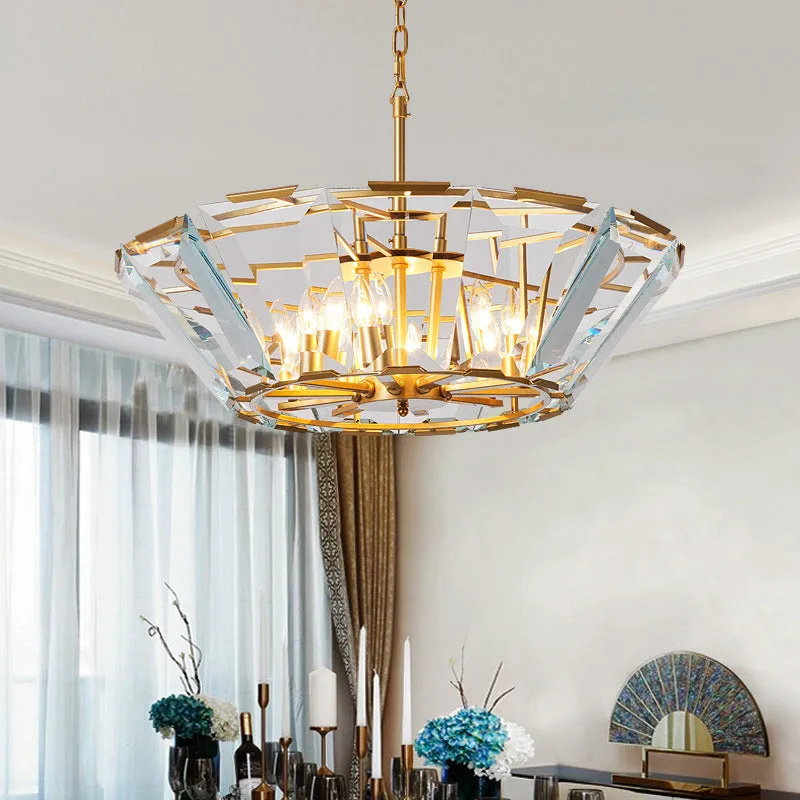 Modern Crystal Pendant Light Fixture - Gold, 6-Head Dining Room Chandelier
