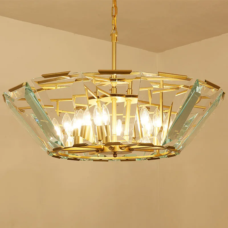 Modern Crystal Pendant Light Fixture - Gold, 6-Head Dining Room Chandelier