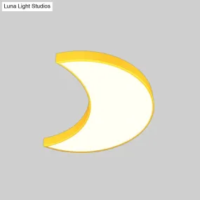Modern LED Flushmount Ceiling Light for Playroom - Creative Crescent Design, Acrylic Material