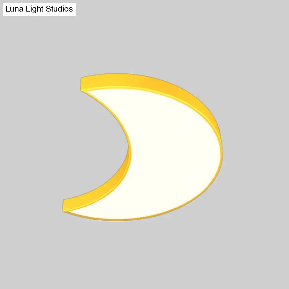 Modern LED Flushmount Ceiling Light for Playroom - Creative Crescent Design, Acrylic Material