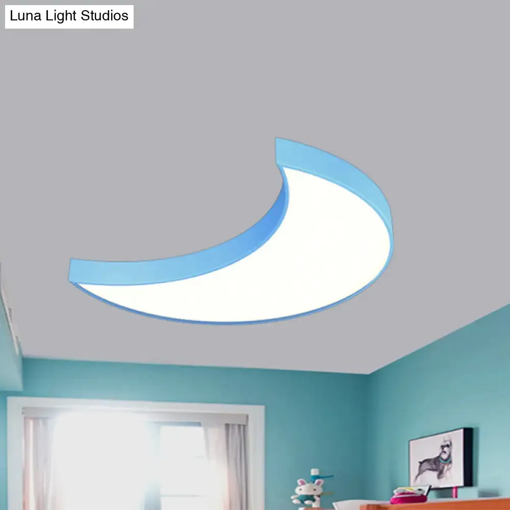 Modern LED Flushmount Ceiling Light for Playroom - Creative Crescent Design, Acrylic Material