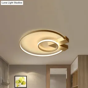 Modern Single Light White/Gold Flushmount Ceiling Fixture with Acrylic Panels