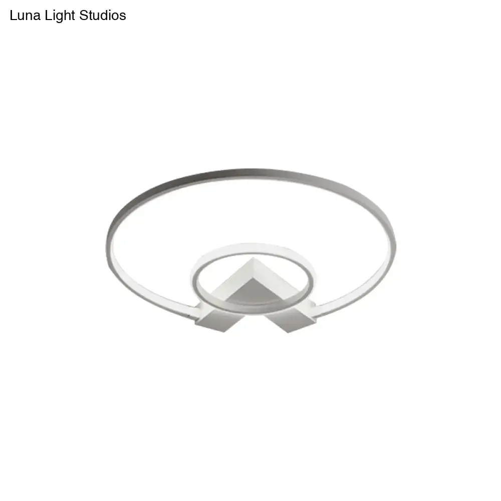 Modern Single Light White/Gold Flushmount Ceiling Fixture with Acrylic Panels