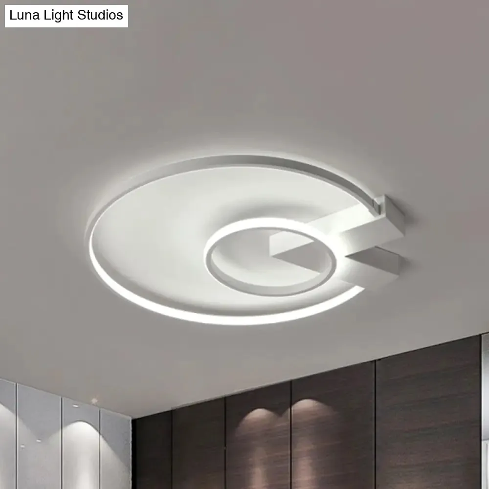 Modern Single Light White/Gold Flushmount Ceiling Fixture with Acrylic Panels