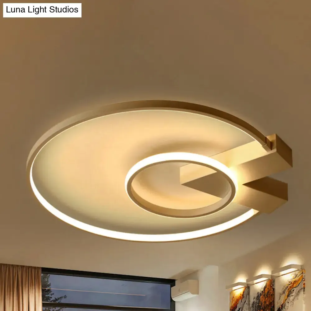 Modern Single Light White/Gold Flushmount Ceiling Fixture with Acrylic Panels