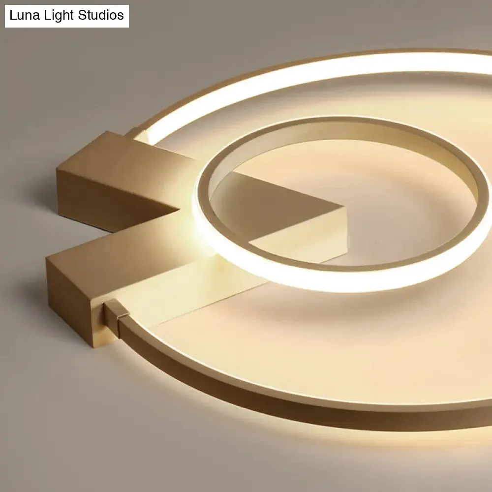 Modern Single Light White/Gold Flushmount Ceiling Fixture with Acrylic Panels