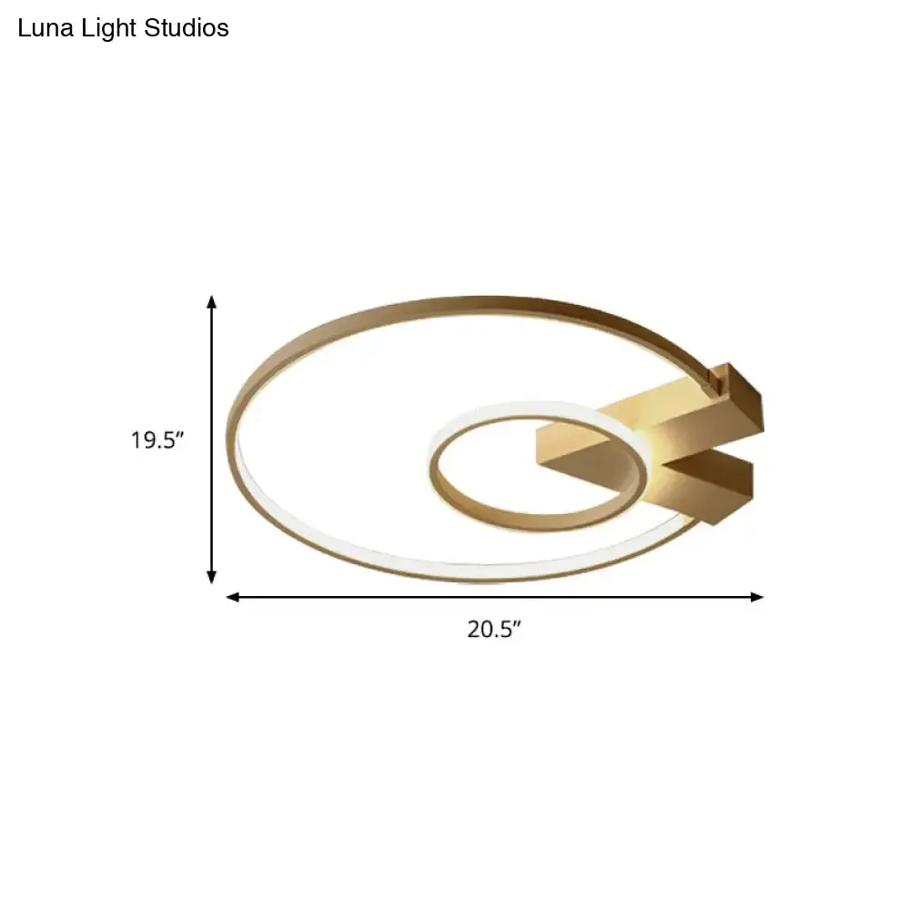 Modern Single Light White/Gold Flushmount Ceiling Fixture with Acrylic Panels