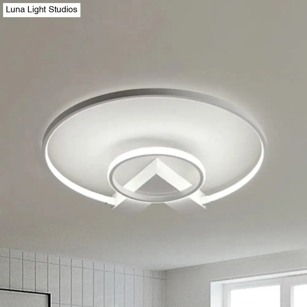 Modern Single Light White/Gold Flushmount Ceiling Fixture with Acrylic Panels