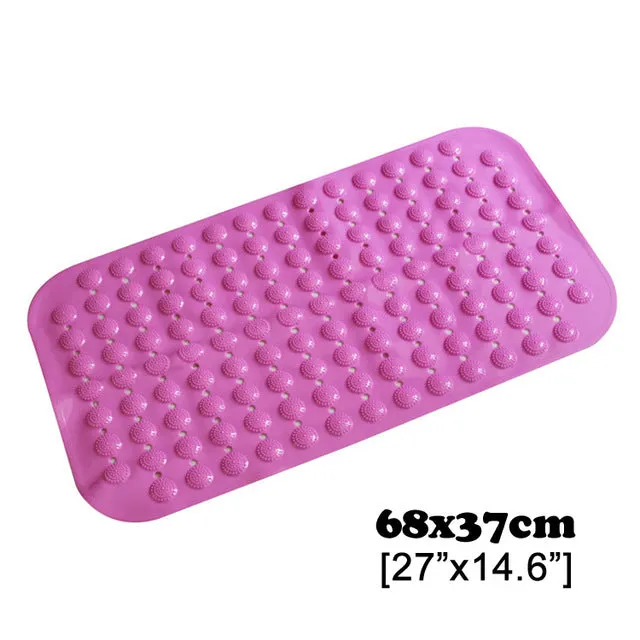 New 38cm*69cm Cute Cartoon Anti-Slip PVC Bath Mats With Sucker Bathroom Carpet Shower Pad Soft Massage Pad Multi-Color