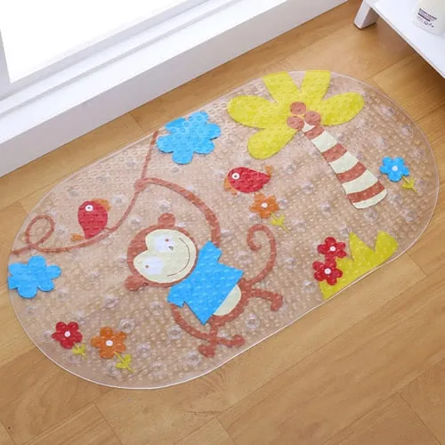 New 38cm*69cm Cute Cartoon Anti-Slip PVC Bath Mats With Sucker Bathroom Carpet Shower Pad Soft Massage Pad Multi-Color