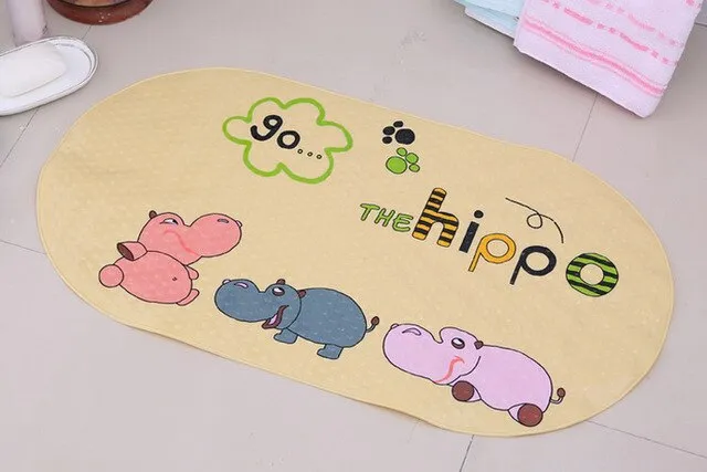 New 38cm*69cm Cute Cartoon Anti-Slip PVC Bath Mats With Sucker Bathroom Carpet Shower Pad Soft Massage Pad Multi-Color