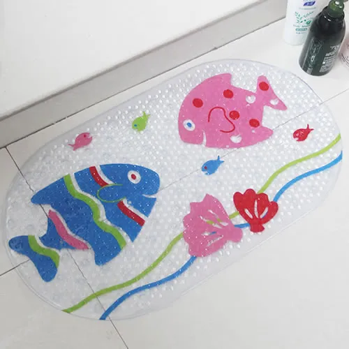 New 38cm*69cm Cute Cartoon Anti-Slip PVC Bath Mats With Sucker Bathroom Carpet Shower Pad Soft Massage Pad Multi-Color